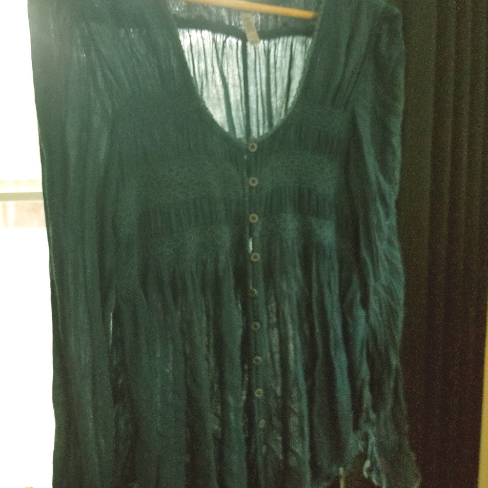 Free People Long Sleeve Boho Peasant Blouse Size S